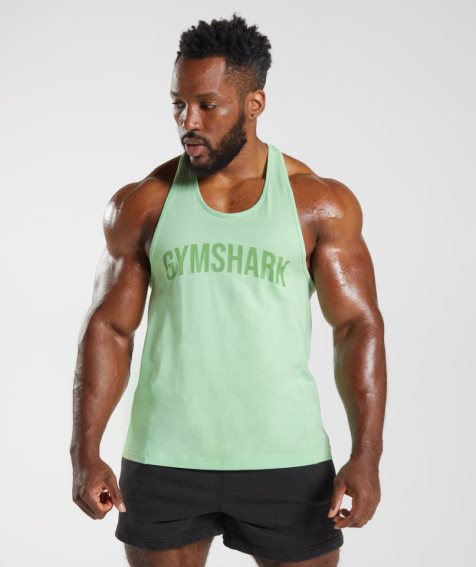 Men's Gymshark Power Stringer Tanks Mint | CA D3508N